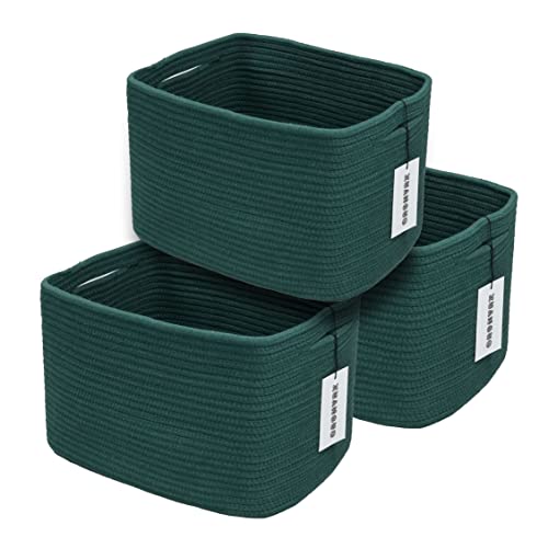 Woven Cotton Rope Storage Baskets 15x10x9.3" 3 Pack Dark Green