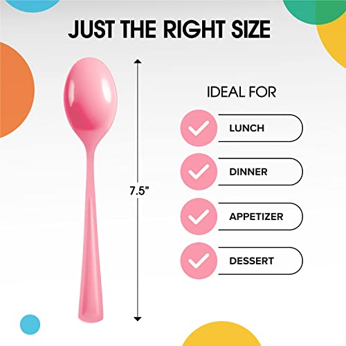 Party Solids Pink Plastic Spoons (200 Count)