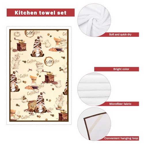 Vintage Coffee Kitchen Towels and Oven Mitts Set 4Pcs (4 Count)