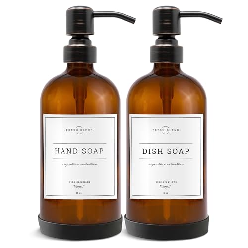 Amber Glass Soap Dispenser (2 Count)