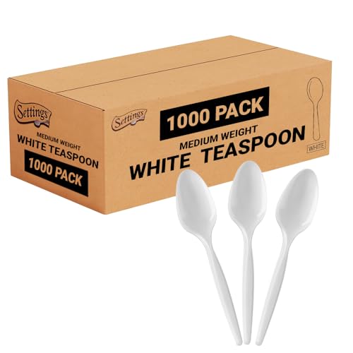 Plastic Spoons White Heavy Duty Disposable Teaspoons (1000 Count)