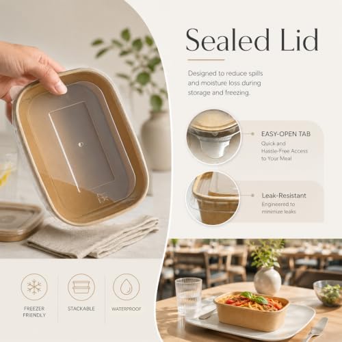 50 Pack 32 OZ Large Paper Bowls with Lids (50 Count)
