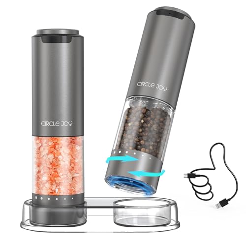 Rechargeable Electric Salt and Pepper Grinder Set with Base