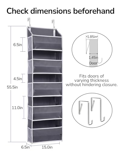 2 Pack 5 tier Over the Door Organizer Dark Gray (2 Count)