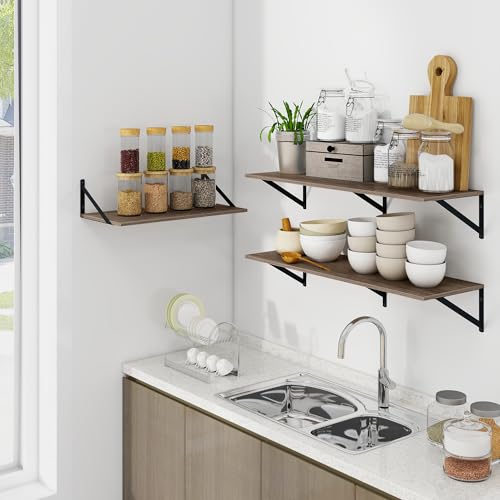 24W x 12D Deep Floating Shelves Set of 2 Grey (2 Count)