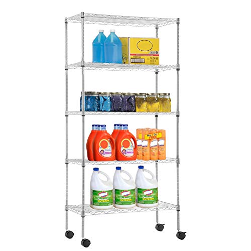 5 Tier Wire Shelf with Wheels