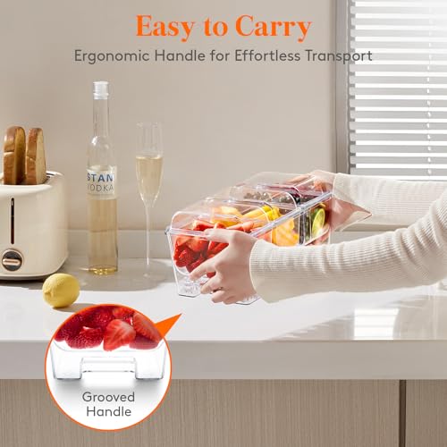 Chilled Condiment Caddy with 3 Compartment & Individual Lids