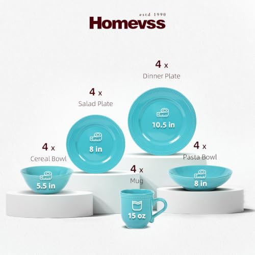 HomeVSS 20 PC Pearl Dots Stoneware Dinnerware Set