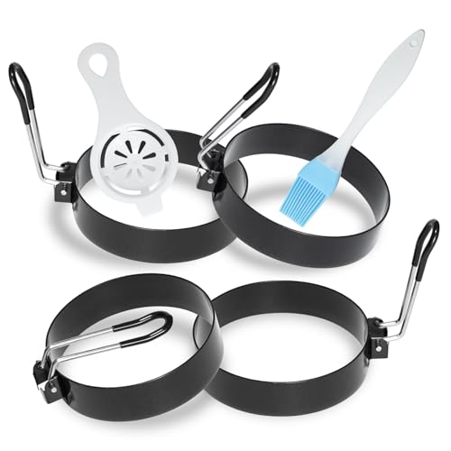 4 Pack 3.5 Inch Nonstick Stainless Steel Egg Rings for Frying Eggs (4 Count)