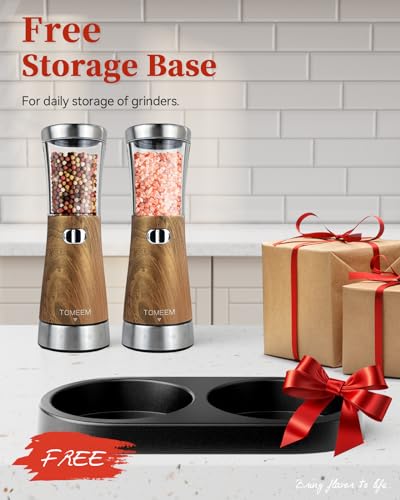 Electric Salt and Pepper Grinder Set with Storage Base (2 Count)