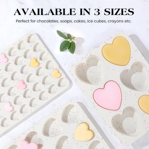 3 Inch Large Heart Shaped Silicone Molds for Chocolate (2 Count)