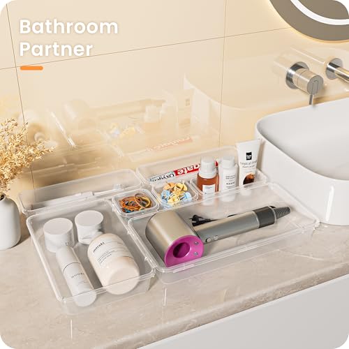 Military Grade Drawer Organizer for Vanity Bathroom Makeup Desk (28 Count)