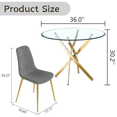 36" Round Glass Dining Table Set for 4 (5 Count)