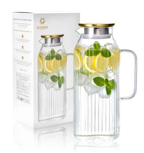 2.1 Liter 71oz Square Glass Pitcher with Lid