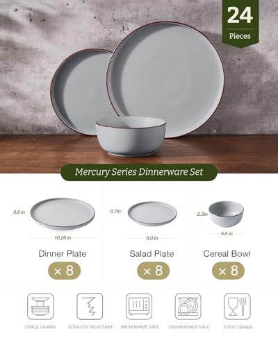 Mercury 24 Piece Stoneware Dinnerware Set