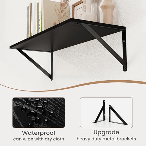 Black Deep Floating Shelves for Wall (2 Count)