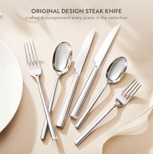 48 Piece Silverware Set with Steak Knives (48 Count)