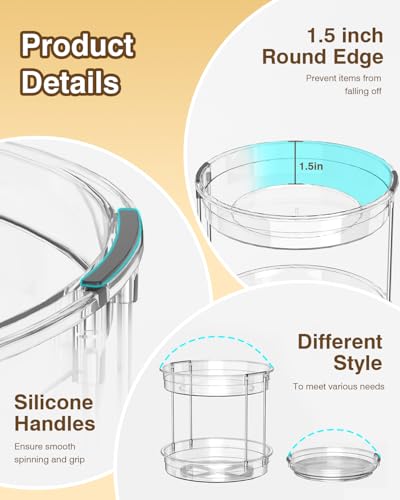 3 Pack Clear Lazy Susan Turntable 9'' & 11.8'' for Cabinet (3 Count)