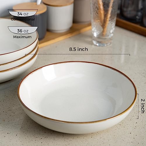 8.5’’ Ceramic Pasta Bowls Set of 4 (4 Count)