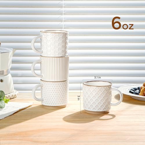 6 OZ Stackable Coffee Mugs Set of 4 (4 Count)