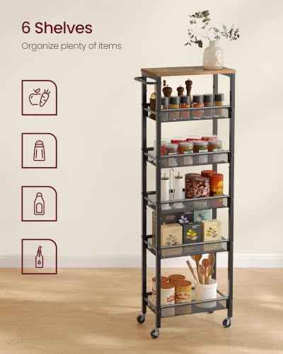 6 Tier Slim Rolling Storage cart with Wheels