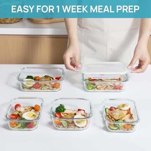 8 Pack Glass Food Storage Containers with Airtight Lids (8 Count)
