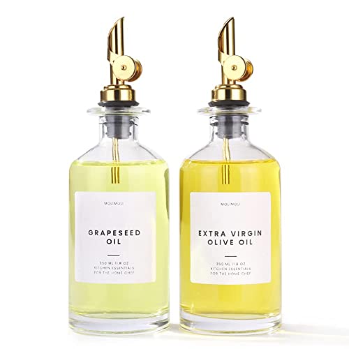 Premium Olive Oil Dispenser Bottles for Kitchen with Pourer (2 Count)