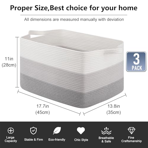 50L Storage Basket Large Blanket Basket Living Room Gray 3
