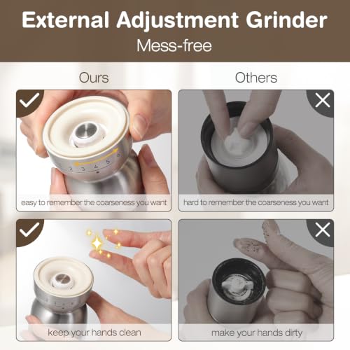 Salt and Pepper Grinder Set Manual External Adjustable Coarseness (2 Count)
