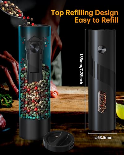 Rechargeable Electric Salt and Pepper Grinder Set with Base