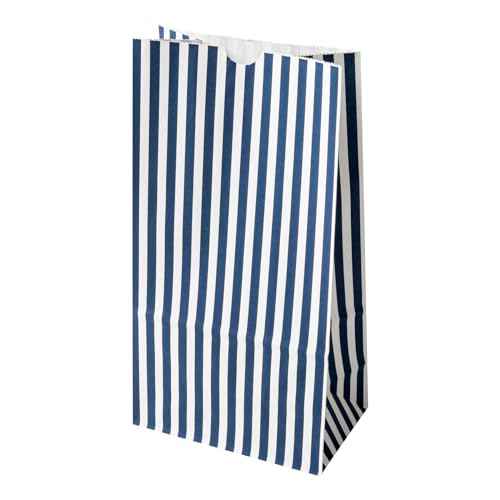 Blue And White Stripe Paper Bag (100 Count)