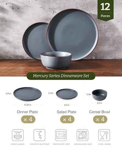 Mercury 12 Piece Stoneware Dinnerware Set (12 Count)