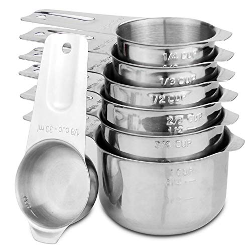 7-Piece 18/8 Stainless Steel Measuring Cups Set, Silver