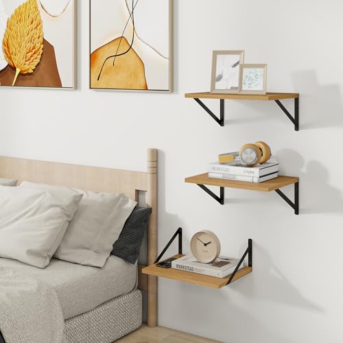 16W x 12D Deep Floating Shelves Set of 3 Oak (3 Count)