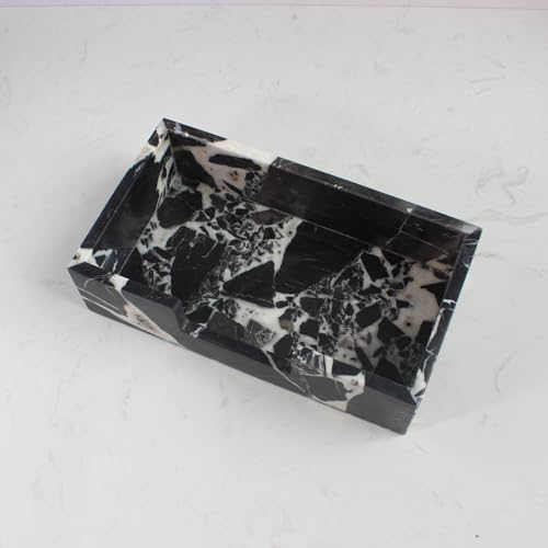 Natural Calacatta Black Marble Napkin Holder 9.8"x4.9"x2.8"
