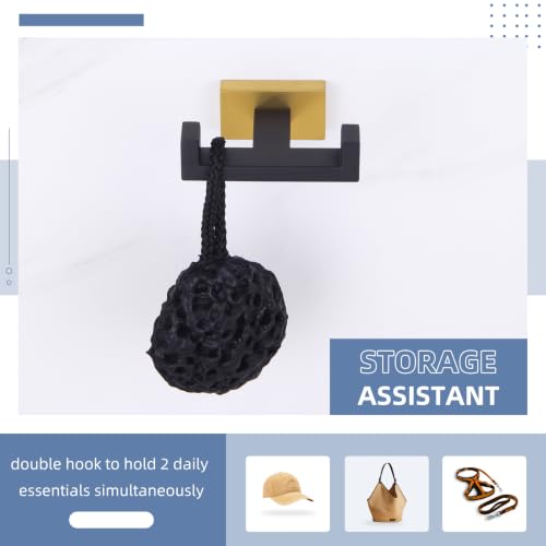 Double Towel Hook Black and Gold (2 Count)