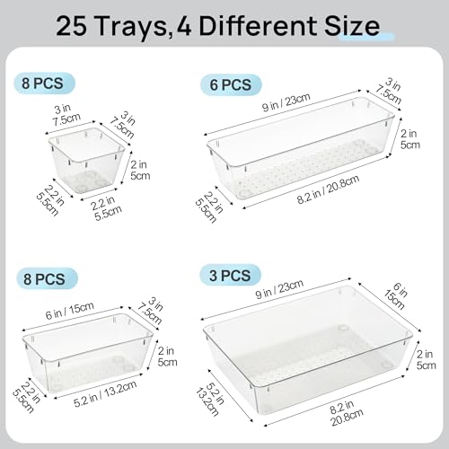 25 Pack Plastic Drawer Organizers with Non (25 Count)