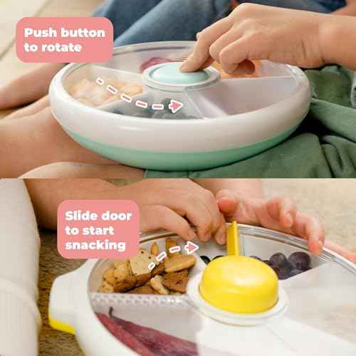 Kids Large Snack Spinner Slide Bundle with Hand Strap and Sticker Sheet
