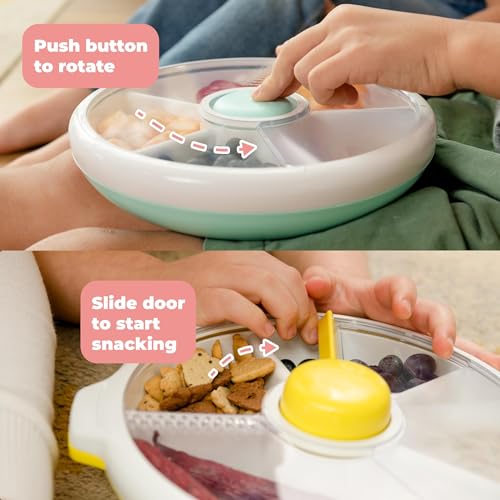 Kids Large Snack Spinner Slide Bundle with Hand Strap and Sticker Sheet (4 Count)