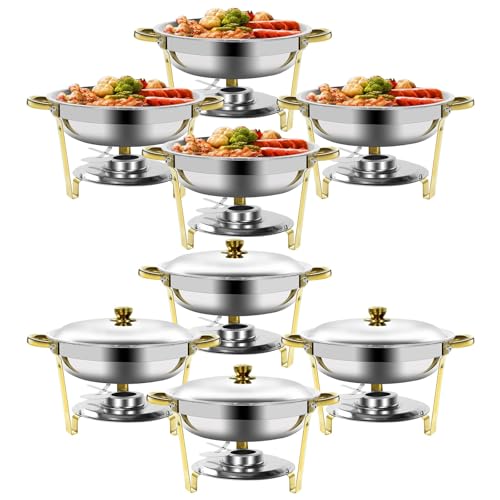 Gold & Silver Chafing Dishes for Buffet with Lid 5QT