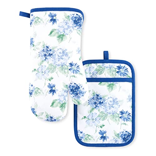 Amber Floral Oven Mitt & Pot Holder Set 2