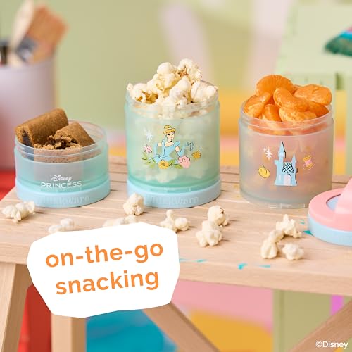 Cinderella) DiSNEY PRINCESS Whiskware Stackable Snack Pack - 3 Jar + Handle - Pink/Blue/Blue