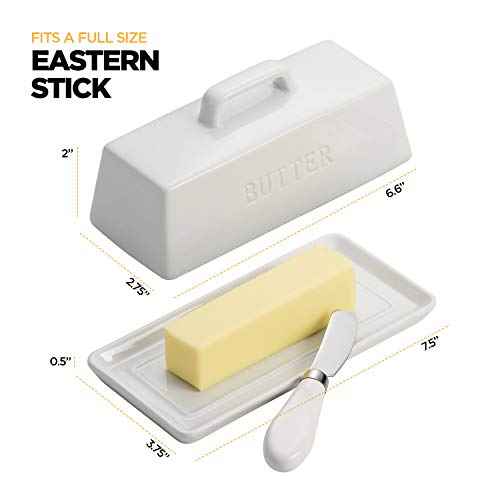 Ceramic Butter Dish Set with Lid and Knife