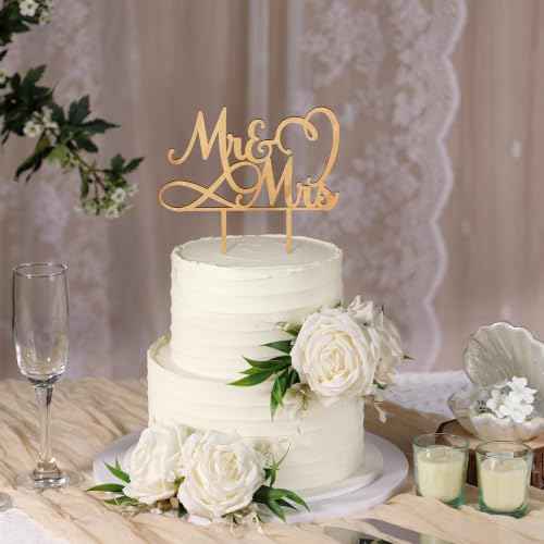 Mr & Mrs Wedding Cake Topper in Wood
