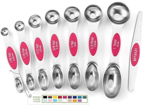 Dual Sided Magnetic Measuring Spoons Set of 8 for Kitchen (8 Count)