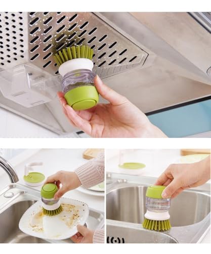 Soap Dispenser Palm Dish Brush with Storage Bracket (2 Count)