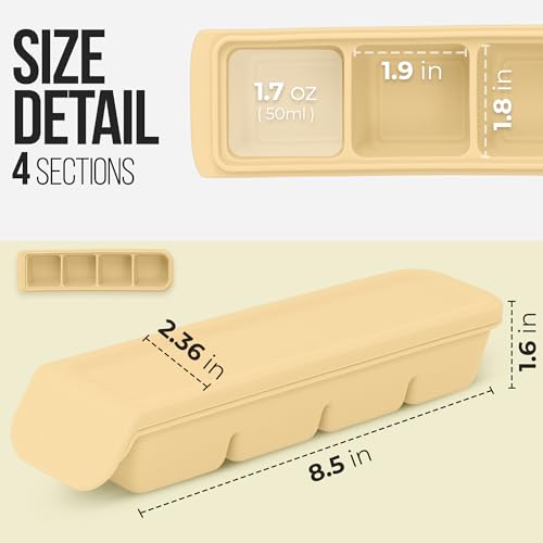 1.7 oz 4 Sections Silicone Ice Cube Freezer Tray with Lid