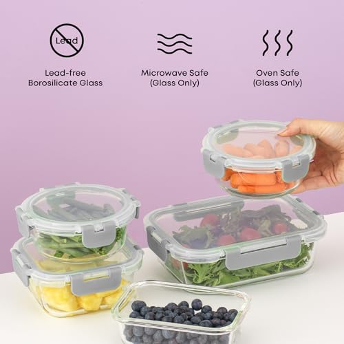 24pc Borosilicate Glass Storage Containers with Lids (12 Count)