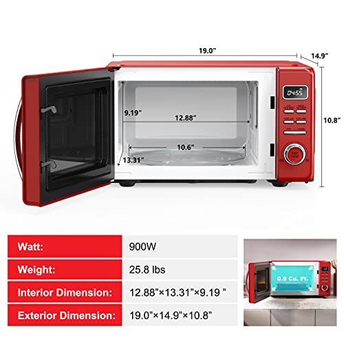 GLCMKZ09RDR09 Retro Countertop Microwave Oven with Auto Cook & Reheat