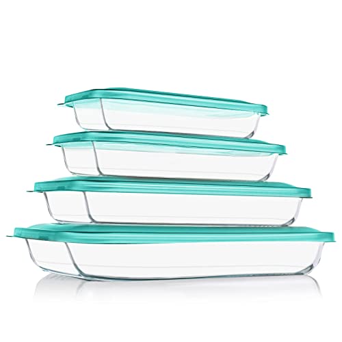 8 Pieces Glass Baking Dish with Lids (8 Count)